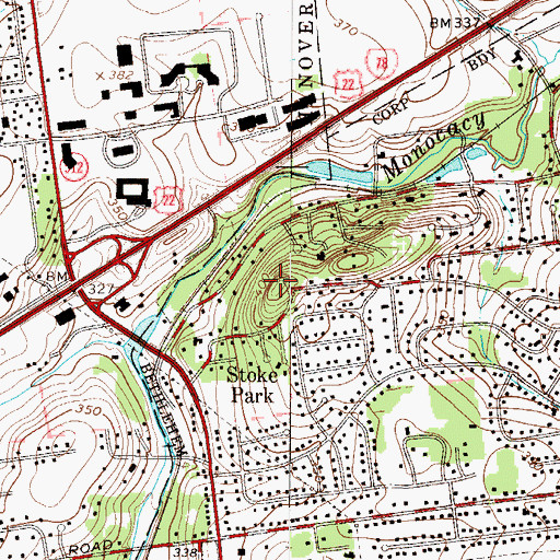 Topographic Map of Pinetop, PA