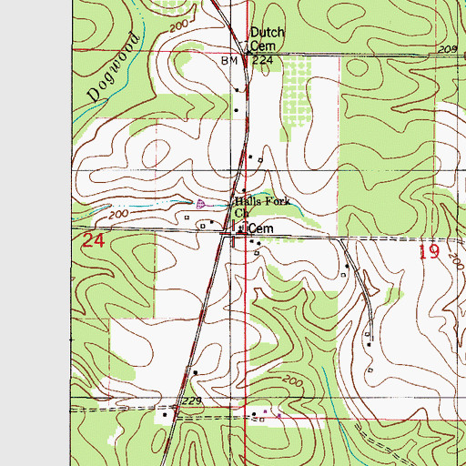 Topographic Map of Halls Fork School, AL