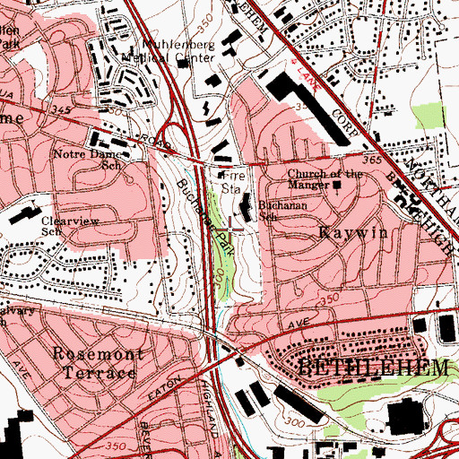 Topographic Map of Buchanan Park, PA
