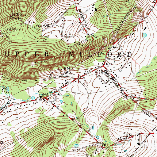 Topographic Map of Vera Cruz Station, PA