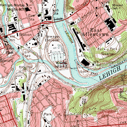Topographic Map of Kline Island, PA