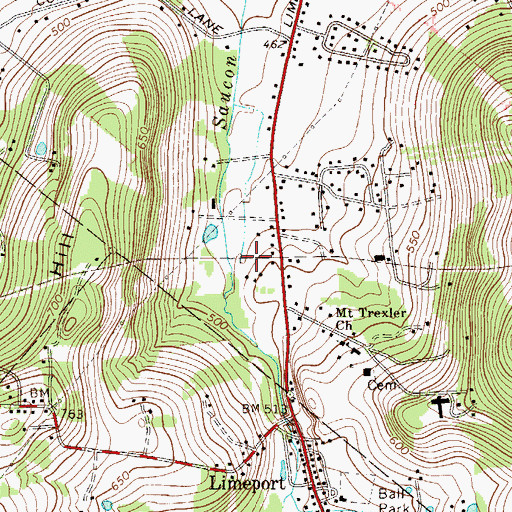 Topographic Map of Upper Saucon School, PA