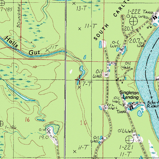 Topographic Map of Halls Gut, AL