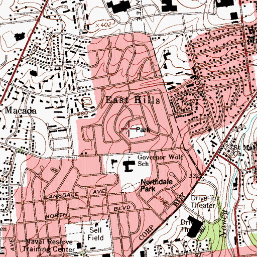 Topographic Map of East Hills Park, PA