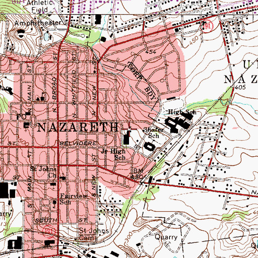 Topographic Map of Nazareth Area Junior High School, PA
