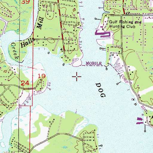 Topographic Map of Halls Mill Creek, AL