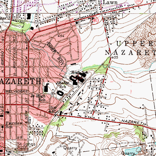 Topographic Map of Nazareth Area Senior High School, PA