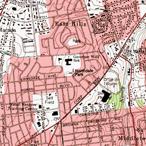 Topographic Map of Northdale Park, PA