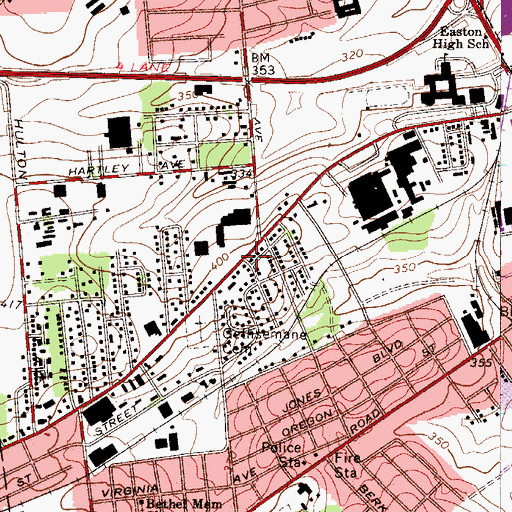 Topographic Map of Elwood School, PA