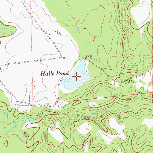 Topographic Map of Halls Pond, AL