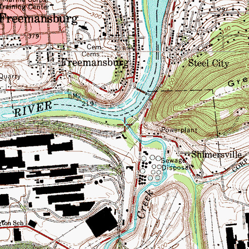 Topographic Map of Saucon, PA
