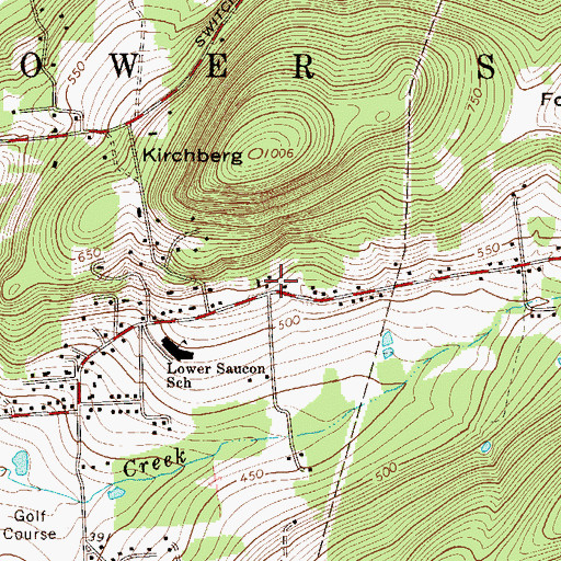 Topographic Map of Wassergass School, PA