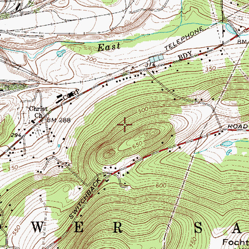 Topographic Map of Lower Saucon School, PA