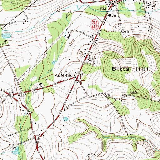 Topographic Map of West Springtown School, PA
