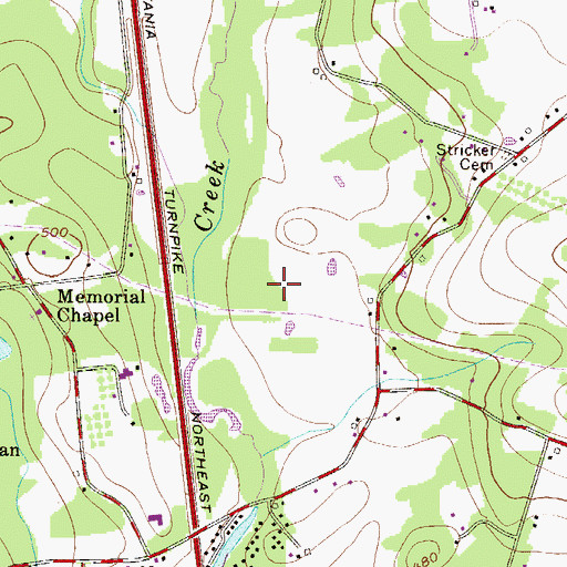 Topographic Map of Thunderbird Golf Course, PA