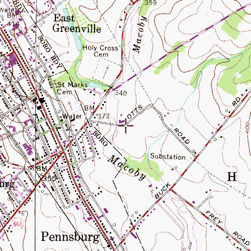 Topographic Map of Upper Perkiomen Golf Course, PA