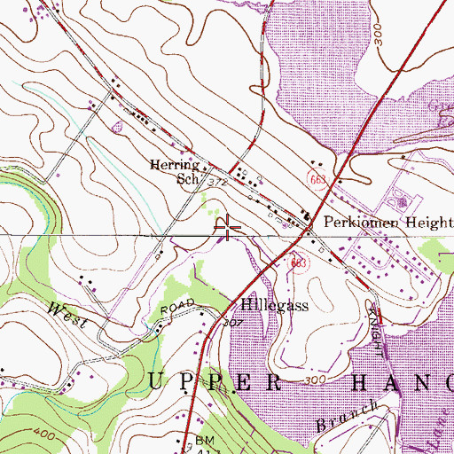 Topographic Map of Green Lane Reservoir Park, PA