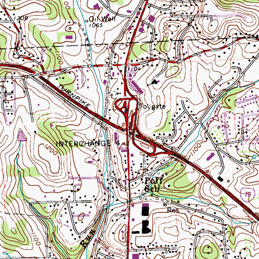 Topographic Map of Pennsylvania Turnpike Interchange 4, PA