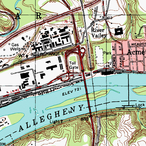 Topographic Map of Pennsylvania Turnpike Interchange 5, PA