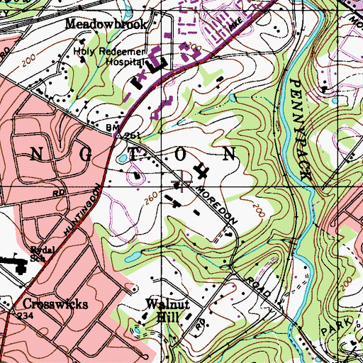 Topographic Map of Pennsylvania Turnpike Interchange 10, PA