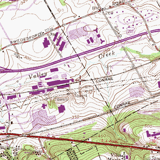 Topographic Map of Pennsylvania Turnpike Interchange 11, PA