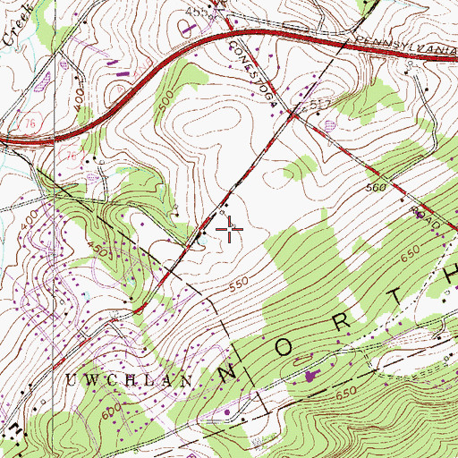 Topographic Map of Pennsylvania Turnpike Interchange 15, PA