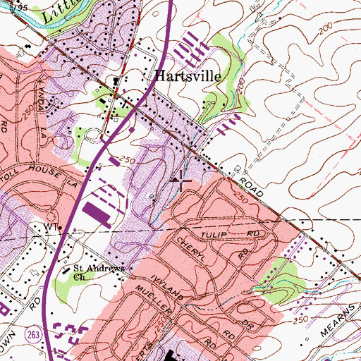 Topographic Map of Pennsylvania Turnpike Interchange 21, PA