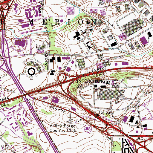 Topographic Map of Pennsylvania Turnpike Interchange 24, PA