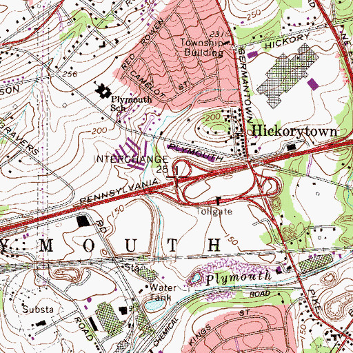 Topographic Map of Pennsylvania Turnpike Interchange 25, PA