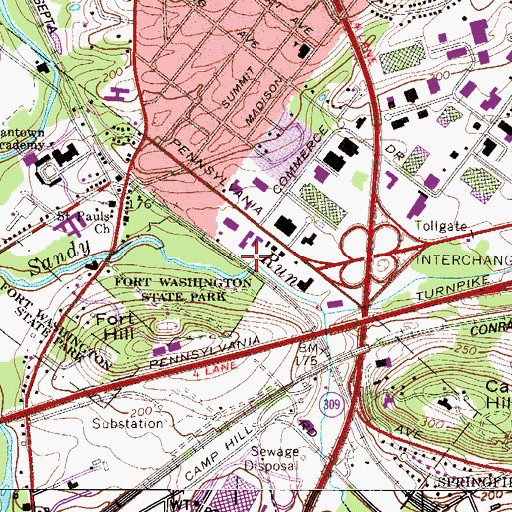 Topographic Map of Pennsylvania Turnpike Interchange 26, PA