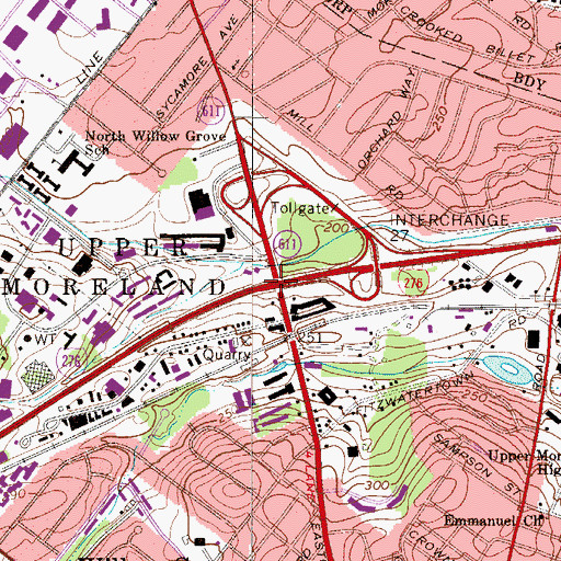 Topographic Map of Pennsylvania Turnpike Interchange 27, PA
