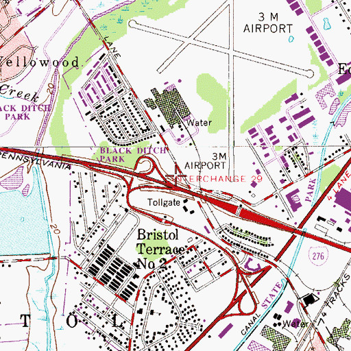 Topographic Map of Pennsylvania Turnpike Interchange 29, PA
