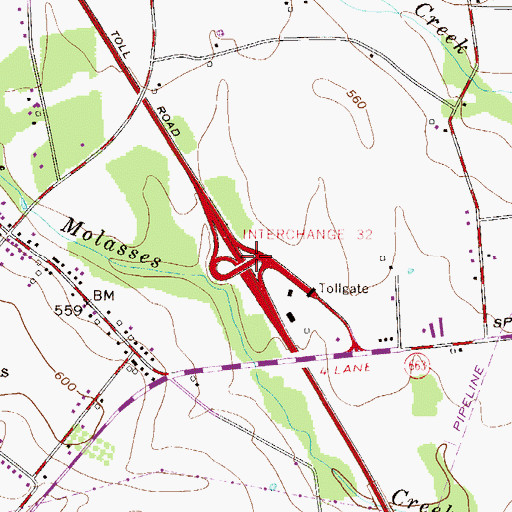Topographic Map of Pennsylvania Turnpike Interchange 32, PA