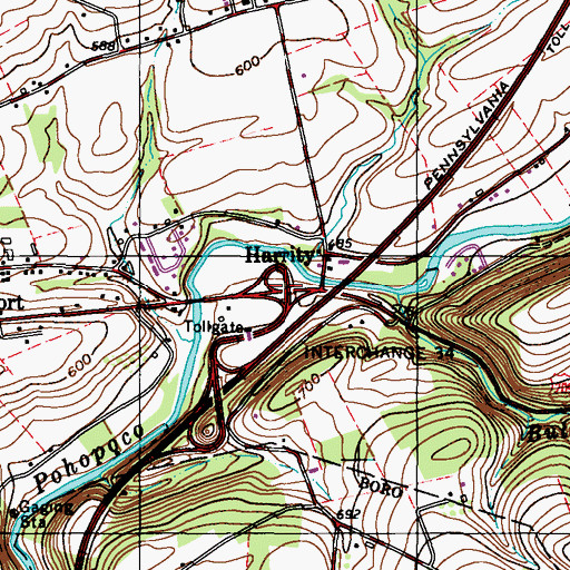 Topographic Map of Pennsylvania Turnpike Interchange 34, PA