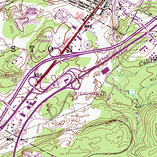 Topographic Map of Pennsylvania Turnpike Interchange 37, PA