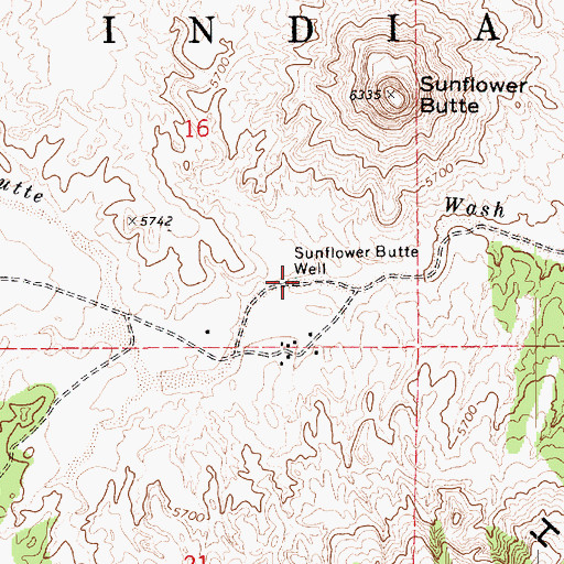Topographic Map of Sunflower Butte Well, AZ