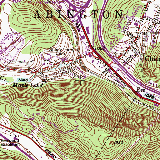Topographic Map of Pennsylvania Turnpike Interchange 38, PA