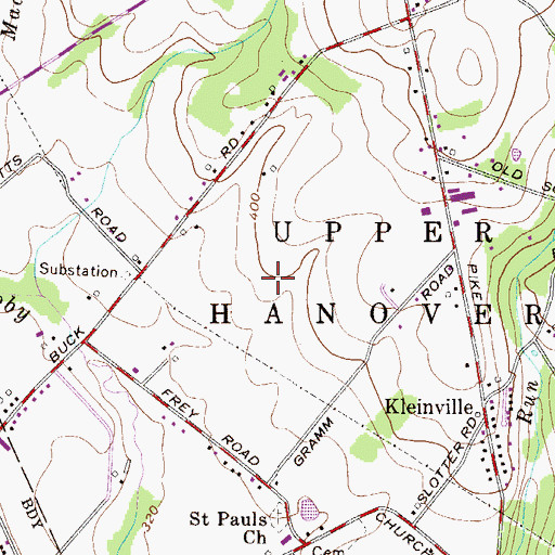 Topographic Map of Berman Airport (historical), PA