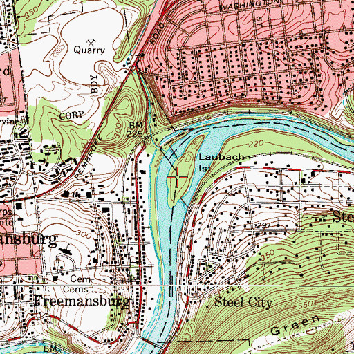 Topographic Map of Laubach Island, PA