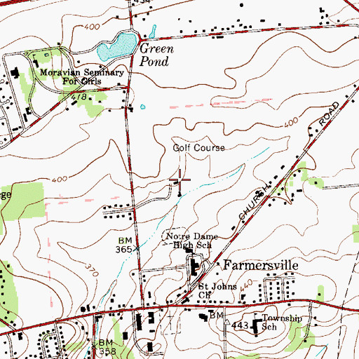 Topographic Map of Green Pond Golf Course, PA