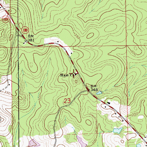 Topographic Map of Ham Church, AL
