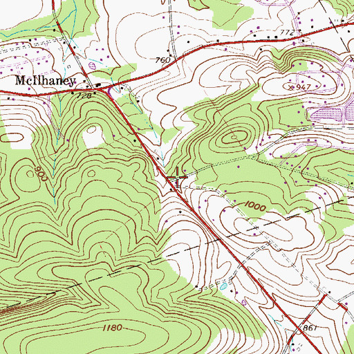 Topographic Map of Mechanicsville, PA