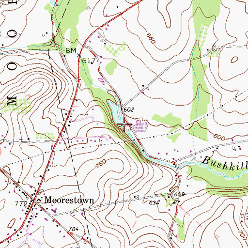 Topographic Map of Mill Dam, PA