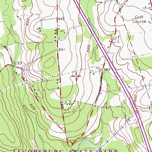 Topographic Map of Jacobsburg (historical), PA