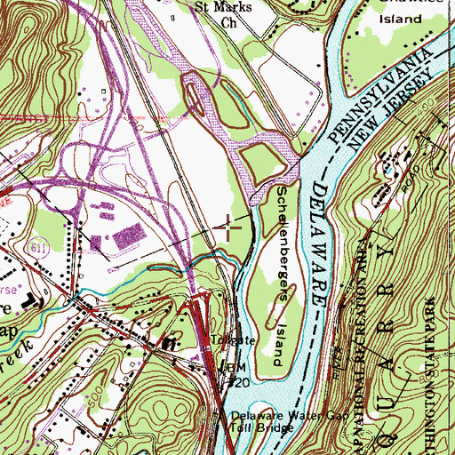 Topographic Map of Delaware Water Gap Station (historical), PA