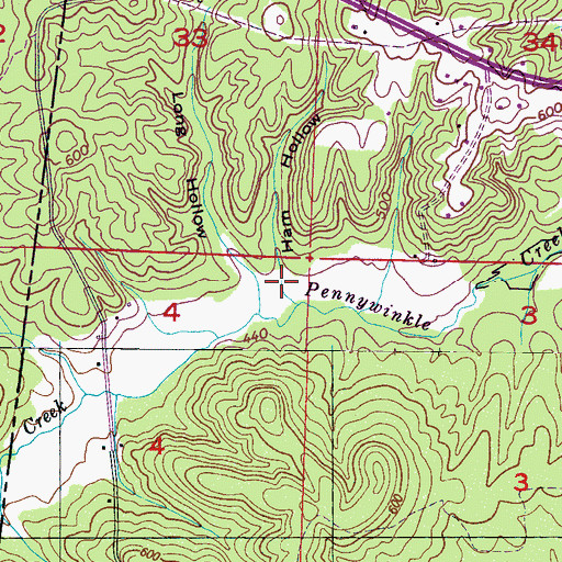 Topographic Map of Ham Hollow, AL
