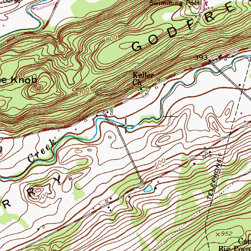 Topographic Map of Cherry Valley School (historical), PA