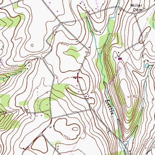 Topographic Map of Fells School, PA