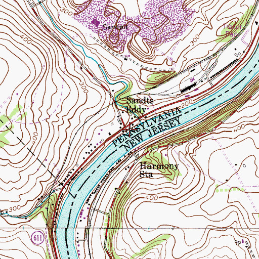 Topographic Map of Sandts Eddy, PA