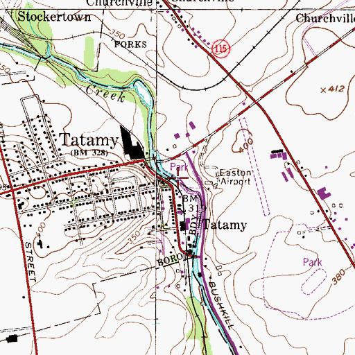 Topographic Map of Mill Dam, PA